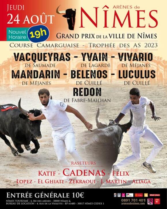 CHANGEMENT D'HORAIRE : LA COURSE CAMARGUAISE DE JEUDI DÉBUTERA À 19H00